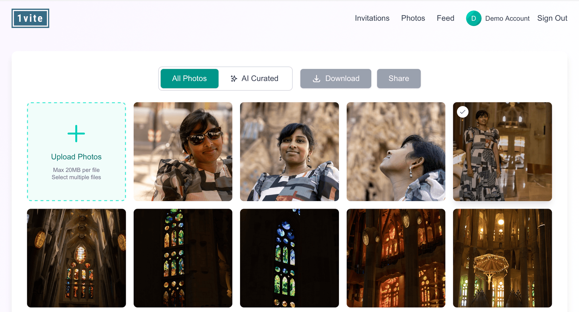 1vite AI-powered photo discovery and curation